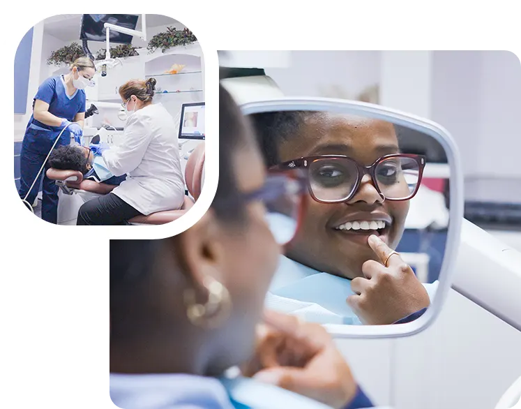 Collage of patients in Dental Expressions offices