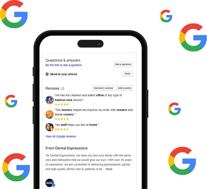 Dental Expressions Google Reviews mobile view